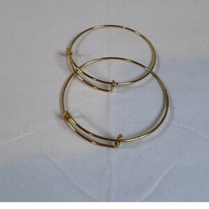 Adjustable Bangle Bracelets Gold Tone Set of 2 Stackable Minimalist Jewelry